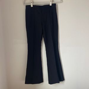 The Row Flared Beca navy trousers mid-rise nylon and cotton side zip